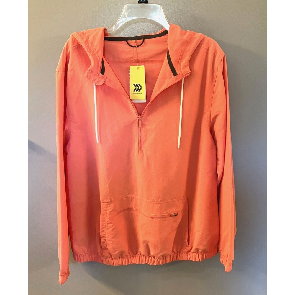 NWT All In Motion Coral Pink Nylon Hooded Jacket Size Small